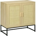 thumbnail image 1 of Accent Cabinet, Boho Storage Cabinet with Rattan Doors, Adjustable Shelf and Metal Base, Sideboard for Living Room, Kitchen, Natural, 1 of 9