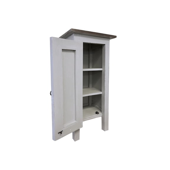 Accent Cabinet Solid Wood 1 Door Storage Cupboard - Distressed Gray/Old Java Finish