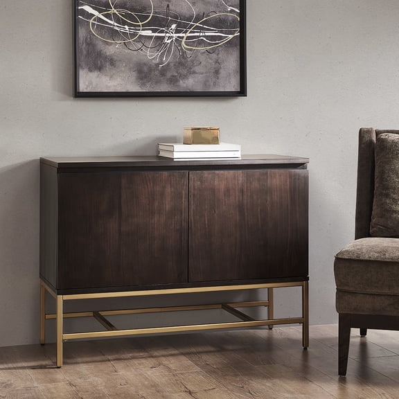 Accent Cabinet for Home | Two - Shelf Interior for Items | Solid Wood Frame and Metal Legs | Solves Storage Clutter