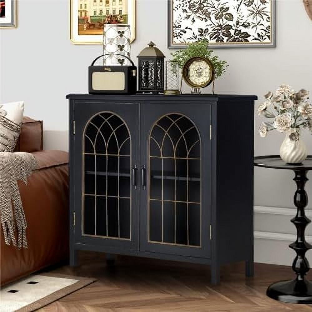 Accent Cabinet with 2 Doors Wooden Style Farmhouse Cabinet Buffet ...