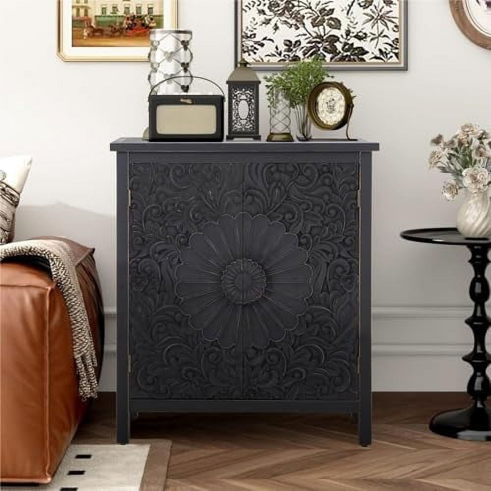 Accent Cabinet with 2 Doors Wooden Style Farmhouse Cabinet Buffet ...