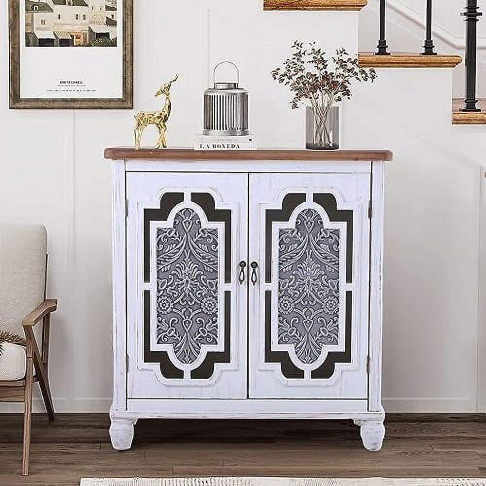 Accent Cabinet with 2 Doors Wooden Style Farmhouse Cabinet Buffet ...