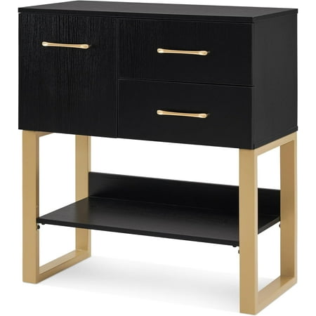 BarberPub Accent Storage Cabinet with Drawers, shelf for Living Room, Bedroom, Hallway, Black