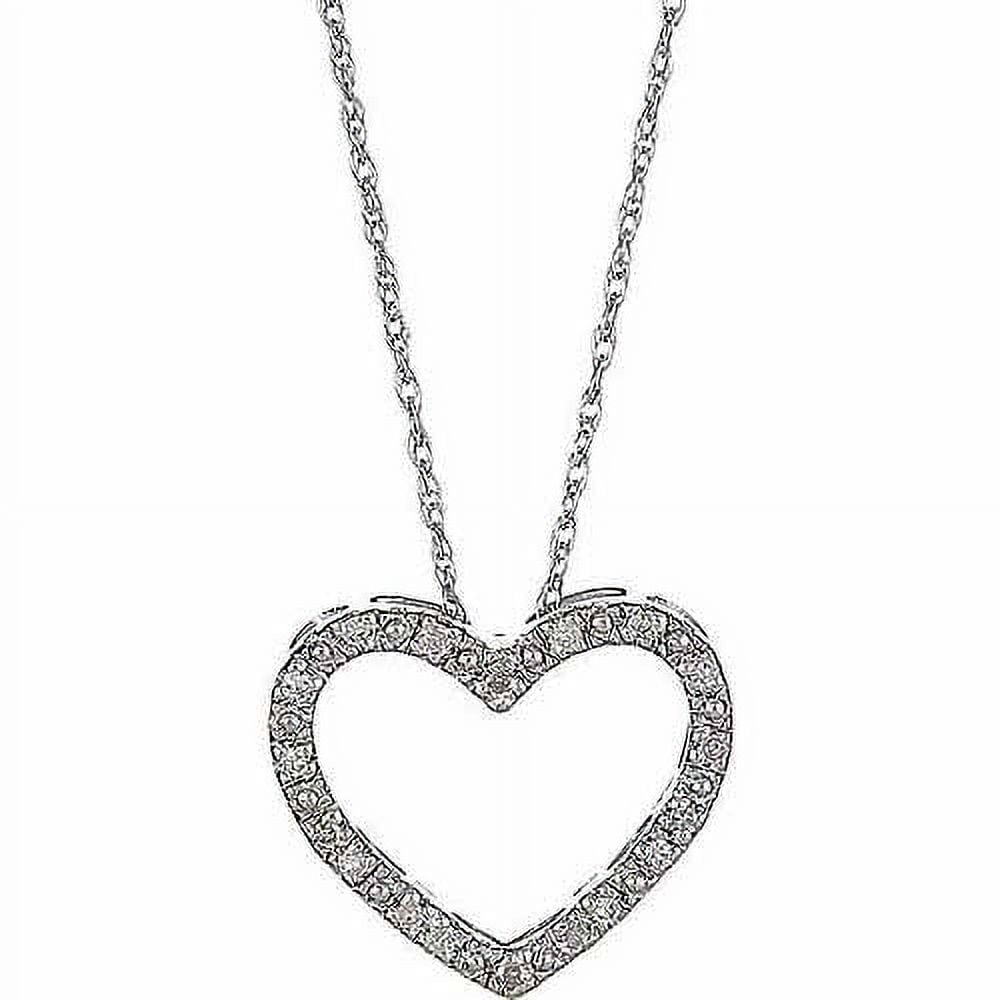 Accent Carat T.w. Round White Diamond Sterling Silver Heart Pendant