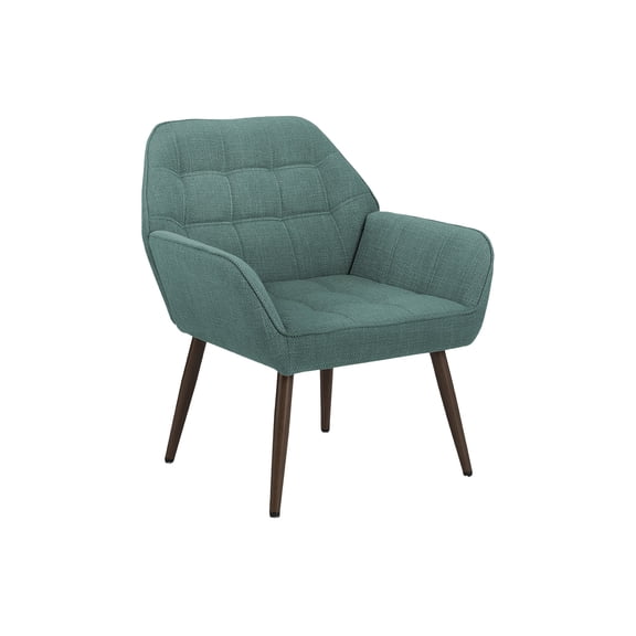 Accent Chair, 29"H, Upholstered, Living Room, Turquoise Fabric, Walnut Metal Legs, Contemporary, Modern