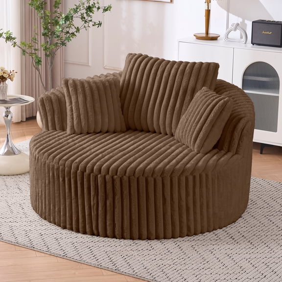Accent Chair, 57" Cloud Like Barrel Chair, Corduroy Boneless Cozy Couch for Living Room, Bedroom, Gaming Room, No Assembly Needed
