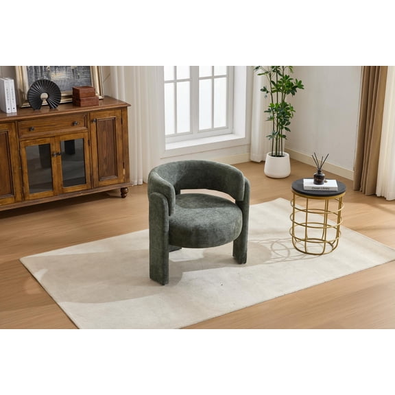 Accent Chair, Armchair, Boucle Chair Modern Upholstered Fabric Accent Armchair, Comfortable Leisure Single Sofa Chair for Living Room, Bedroom, Office, Antique Green