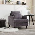 thumbnail image 1 of Accent Chair Armchair, Modern Chenille Upholstered Lounge Chair with Rubber Wood Legs and High Back Comfy Single Sofa Chair for Living Room Bedroom Office, Gray, 1 of 7