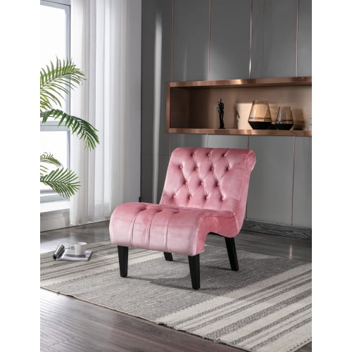 Pink Mauve Accent Chairs Modern Velvet Leisure Chair Button Tufted