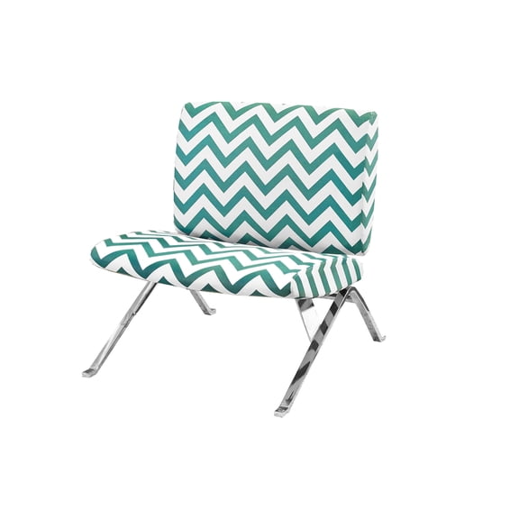 Accent Chair, Armless, Fabric, Living Room, Bedroom, Green Fabric, Chrome Metal, Contemporary, Modern
