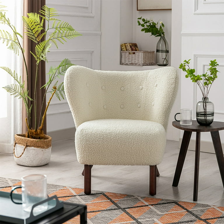 Accent Chair with Arms Modern Button Tufted Upholstered Wingback