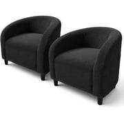 Accent Chair Barrel Boucle Chair Set of 2 Club Chair Sherpa Armchair Suitable for Living Room Bedroom Reception Room OfficeDark Gray