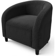 Accent Chair Barrel Boucle Chair Sherpa Armchair Club Chair Suitable for Living Room Bedroom Reception Room OfficeDark Gray