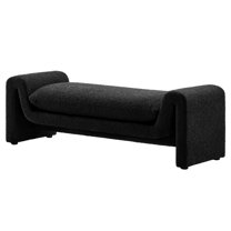 Accent Chair Bench, Black, Fabric, Living Kitchen Cafe Bistro Hospitality Restaurant, Modern Contemporary HB34807