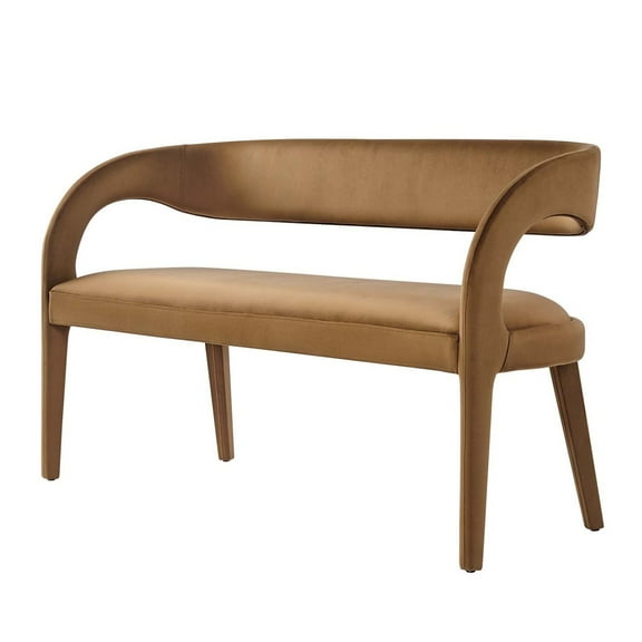 Accent Chair Bench, Brown, Velvet, Living Kitchen Cafe Bistro Hospitality Restaurant, Modern Contemporary Boutique HB35956