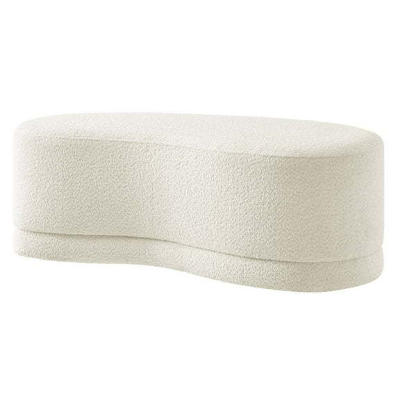 Accent Chair Bench, Cream Off White, Fabric, Living Room Lounge Cafe Lobby Hospitality Restaurant, Modern Contemporary HB36715