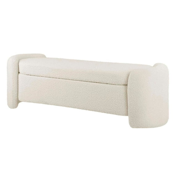 Accent Chair Bench, Ivory White, Fabric, Living Kitchen Cafe Bistro Hospitality Restaurant, Modern Contemporary HB34378