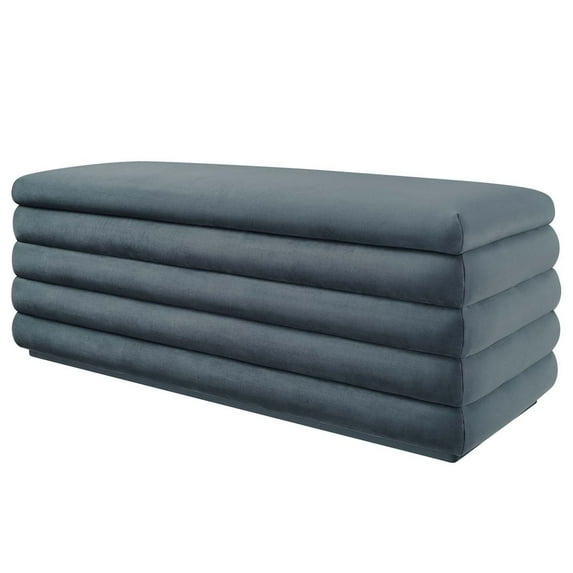 Accent Chair Bench Ottoman, Blue, Velvet, Living Kitchen Cafe Bistro Hospitality Restaurant, Modern Contemporary Boutique HB36621