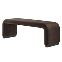 Accent Chair Bench Ottoman, Dark Brown, Velvet, Living Kitchen Cafe Bistro Hospitality Restaurant, Modern Contemporary Boutique HB36444
