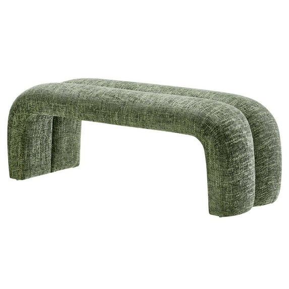 Accent Chair Bench Ottoman, Green, Fabric, Living Kitchen Cafe Bistro Hospitality Restaurant, Modern Contemporary HB36693