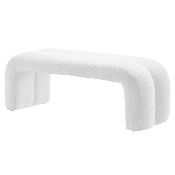 Accent Chair Bench Ottoman, White, Fabric, Living Kitchen Cafe Bistro Hospitality Restaurant, Modern Contemporary HB36694