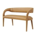 thumbnail image 1 of Accent Chair Bench, Tan, Vegan Leather, Living Kitchen Cafe Bistro Hospitality Restaurant, Modern Contemporary HB35953, 1 of 9