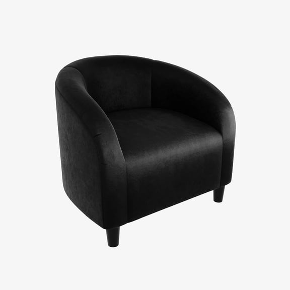 Accent Chair Club Chair Cozy Armrest Upholstered Velvet Barrel Chair with Solid Legs for Living Room Bedroom Study Waiting Room(Black)