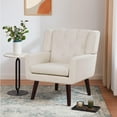 thumbnail image 1 of Accent Chair, Comfy Upholstered Mid Century Modern Armchair, Button-Tufted with Linen Fabric Lounge Arm Chairs for Living Room Bedroom (Beige), 1 of 7