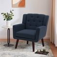 Walmart Upholstered Accent Chair, Mid Century Modern, Button-Tufted Linen, Comfy Lounge (Dark ...