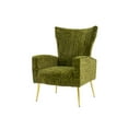 thumbnail image 1 of Accent Chair, Curved Tufted Accent Chair with Metal Gold Legs, Velvet Upholstered Arm Club Leisure Modern Chair for Living Room Bedroom Patio, Mid-Century Comfy Reading Chair, Olive, 1 of 7