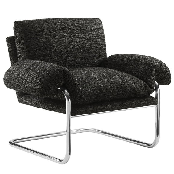 Accent Chair, Dark Gray, Fabric, Metal, Living Room Lounge Cafe Lobby Hospitality Restaurant, Modern Contemporary, HB37761
