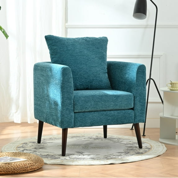 Accent Chair,Fabric Armchair Club Chair Single Chair Upholstered Arm Chair with Solid Wood Legs for Living Room/Bedroom,Teal