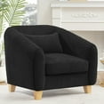 thumbnail image 1 of Accent Chair,Fabric Upholstered Comfy Reading Armchair for Living Room,Bedroom Single Seat Sofa Chair with Wood Base,Black, 1 of 7