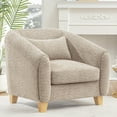 thumbnail image 1 of Accent Chair,Fabric Upholstered Comfy Reading Armchair for Living Room,Bedroom Single Seat Sofa Chair with Wood Base,Khaki, 1 of 7