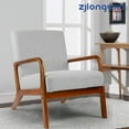 thumbnail image 1 of Accent Chair Fabric Upholstery Light Grey Armchair with Wooden Frame, for Living Room Bedroom, 1 of 8