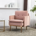 thumbnail image 1 of Accent Chair with Gold Metal Legs, Mid-Century Modern Tufted Velvet Accent Chair, Upholstered Comfy Arm Chair with Removable Seat Cushion, for Living Room, Bedroom, Pink, 1 of 7