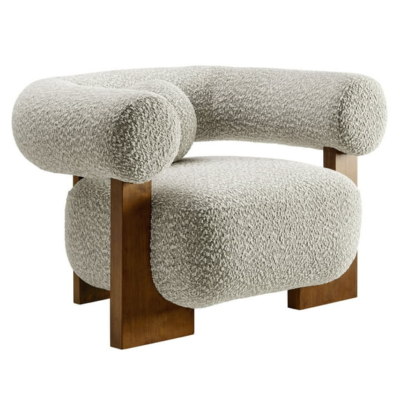 Accent Chair, Gray, Fabric, Wood, Living Room Lounge Cafe Lobby Hospitality Restaurant, Modern Contemporary, HB37383