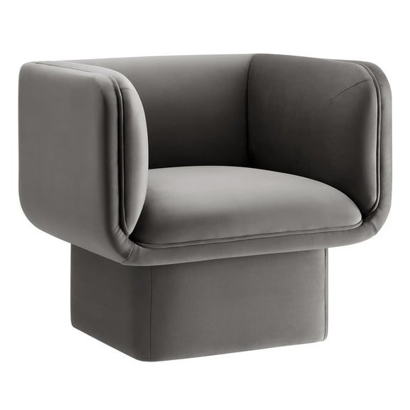 Accent Chair, Gray, Velvet, Living Room Lounge Cafe Lobby Hospitality Restaurant, Modern Contemporary, HB37380