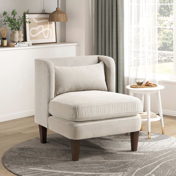 Accent Chair | Ideal for Primary Living Space with Modern Style | Corduroy Upholstered and Plywood Frame | Supports Up to 300lbs