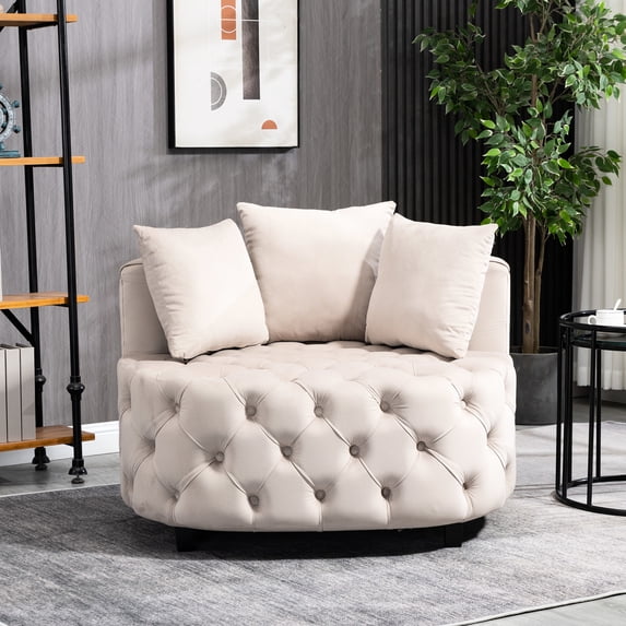 Accent Chair In Khaki: Modern Velvet Leisure For Living Room Khaki Chair: