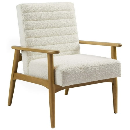 Accent Chair, Ivory White, Fabric, Wood, Living Room Lounge Cafe Lobby Hospitality Restaurant, Modern Contemporary, HB37050