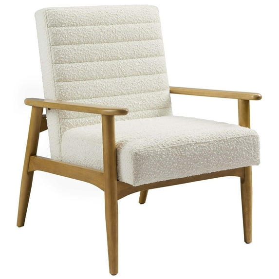 Accent Chair, Ivory White, Fabric, Wood, Living Room Lounge Cafe Lobby Hospitality Restaurant, Modern Contemporary, HB37050
