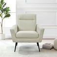 thumbnail image 1 of Accent Chair, Linen Fabric Upholstered Leisure Chair Armchair with High Back and Metal Legs, Comfy Single Sofa Chair Reading Chair TV Chair for Living Room Bedroom Office and Small Space, Beige, 1 of 7