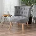 thumbnail image 1 of Accent Chair, Living Room Accent Chair, Tufted Upholstered Arm Chair with Wood Legs, Mid-century Modern Single Sofa, Gray, 1 of 8
