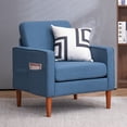 thumbnail image 1 of Accent Chair for Living Room, Linen Single Sofa Chair with 5.5" Soft Seat Cushion and Wood Frame, Upholstered Armchair Reading Chair for Bedroom, Office, Navy Blue, 1 of 9