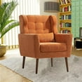 thumbnail image 1 of Accent Chair for Living Room, Modern Chenille Fabric Upholstered Armchair with Pillow and Solid Wood Leg, Comfy Soft Padded Lounge Chair Reading Chair for Small Spaces Bedroom, Orange, 1 of 7