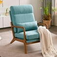 thumbnail image 1 of Accent Chair, Mid-Century Modern Chair with Pillow, Upholstered Lounge Arm Chair with Solid Wood Frame & Soft Cushion for Living Room, Bedroom, Balcony, Teal, 1 of 8