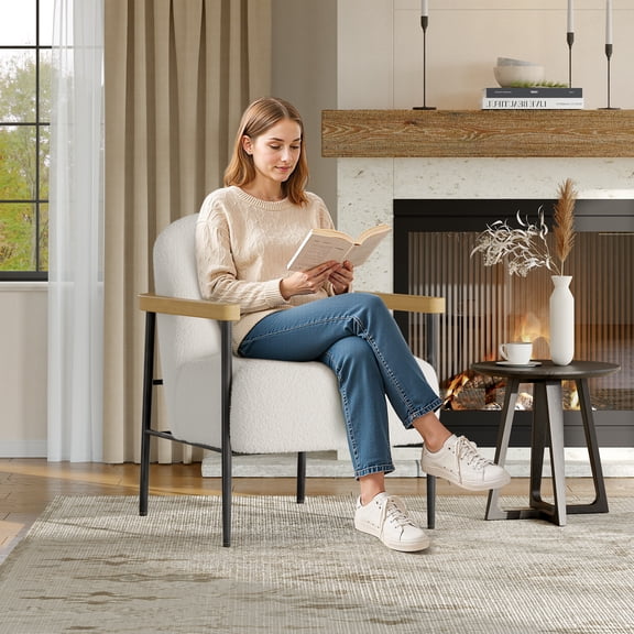 Accent Chair,Mid Century Modern Comfy Chair with Adjustable Feet and S-Spring Cushion for Superior Comfort, for Living Room, Bedroom, and Office