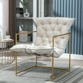 thumbnail image 1 of Accent Chair, Modern Armchair with Open Metal Frame, Retro Upholstered Reading Chair with Shine Velvet Paded, Comfy Side Lounge Arm Chair Sigle Sofa for Living Room Bedroom Waiting Room, Beige, 1 of 7