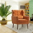 thumbnail image 1 of Accent Chair, Modern Comfy Chenille Tufted Armchair with Tapered Wood Legs, Mid-Century Upholstered Single Sofa Chair for Reading Room Living Room Bedroom (Orange), 1 of 9